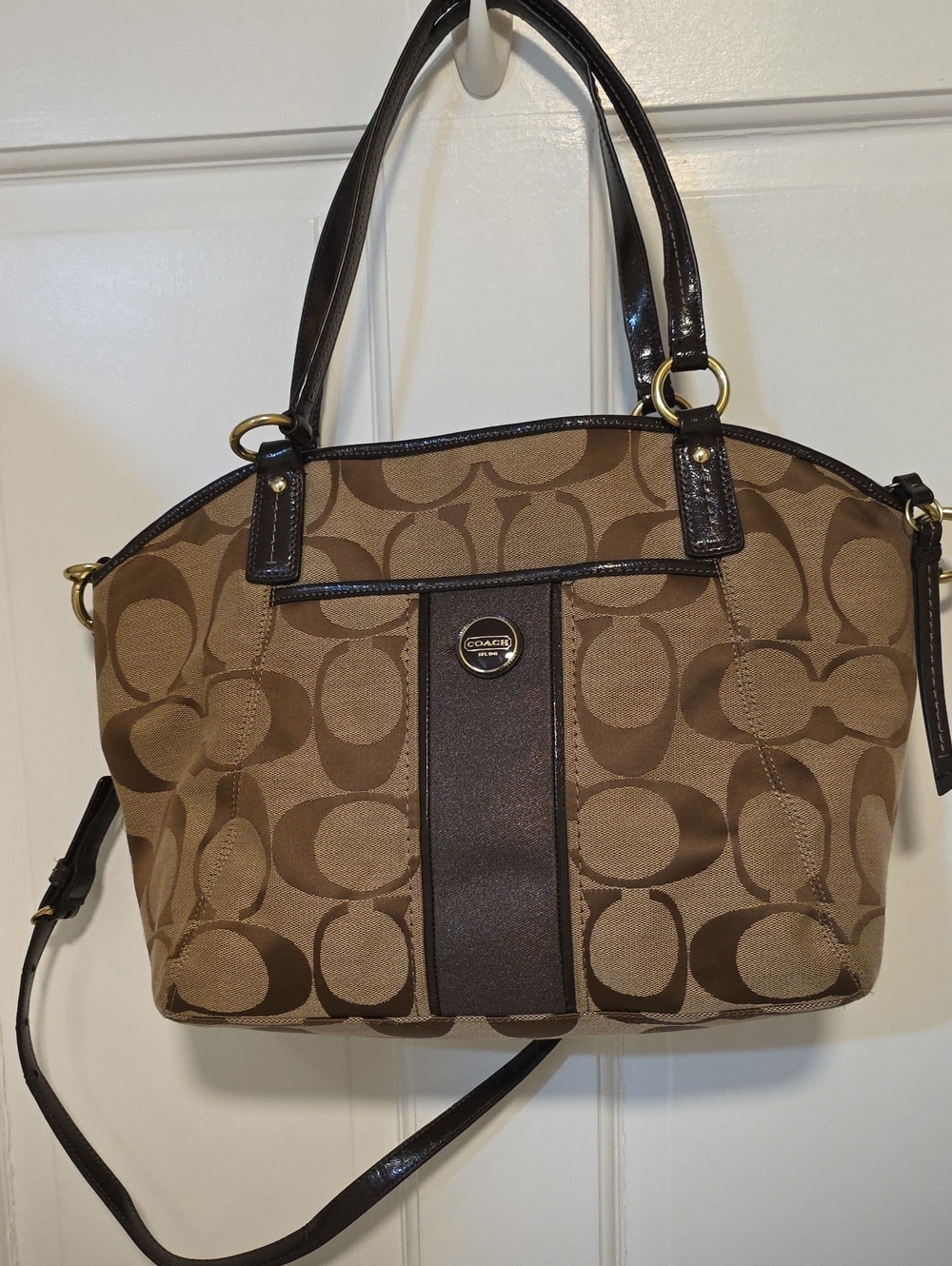 Coach Brown Signature Canvas Shoulder Satchel